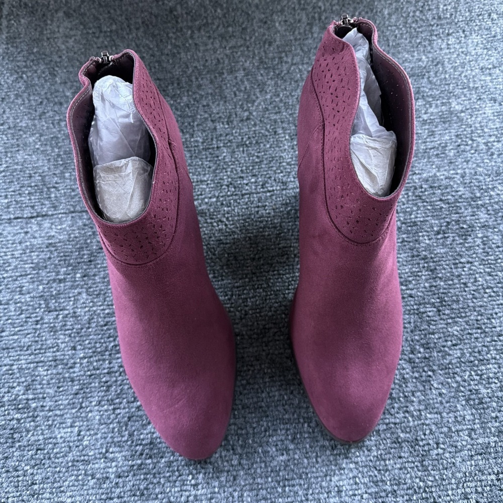 Violet & Red Womens Boots Jackson Booties Sz 8.5 Burgundy Red Heeled Ankle New - Picture 2 of 6